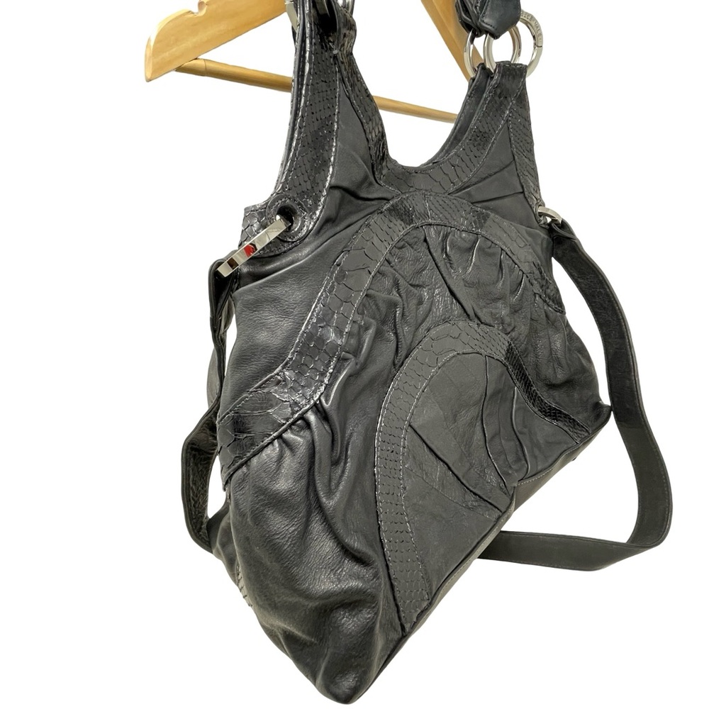 Rare! Michelle Vale Black Python Leather Shoulder… - image 4